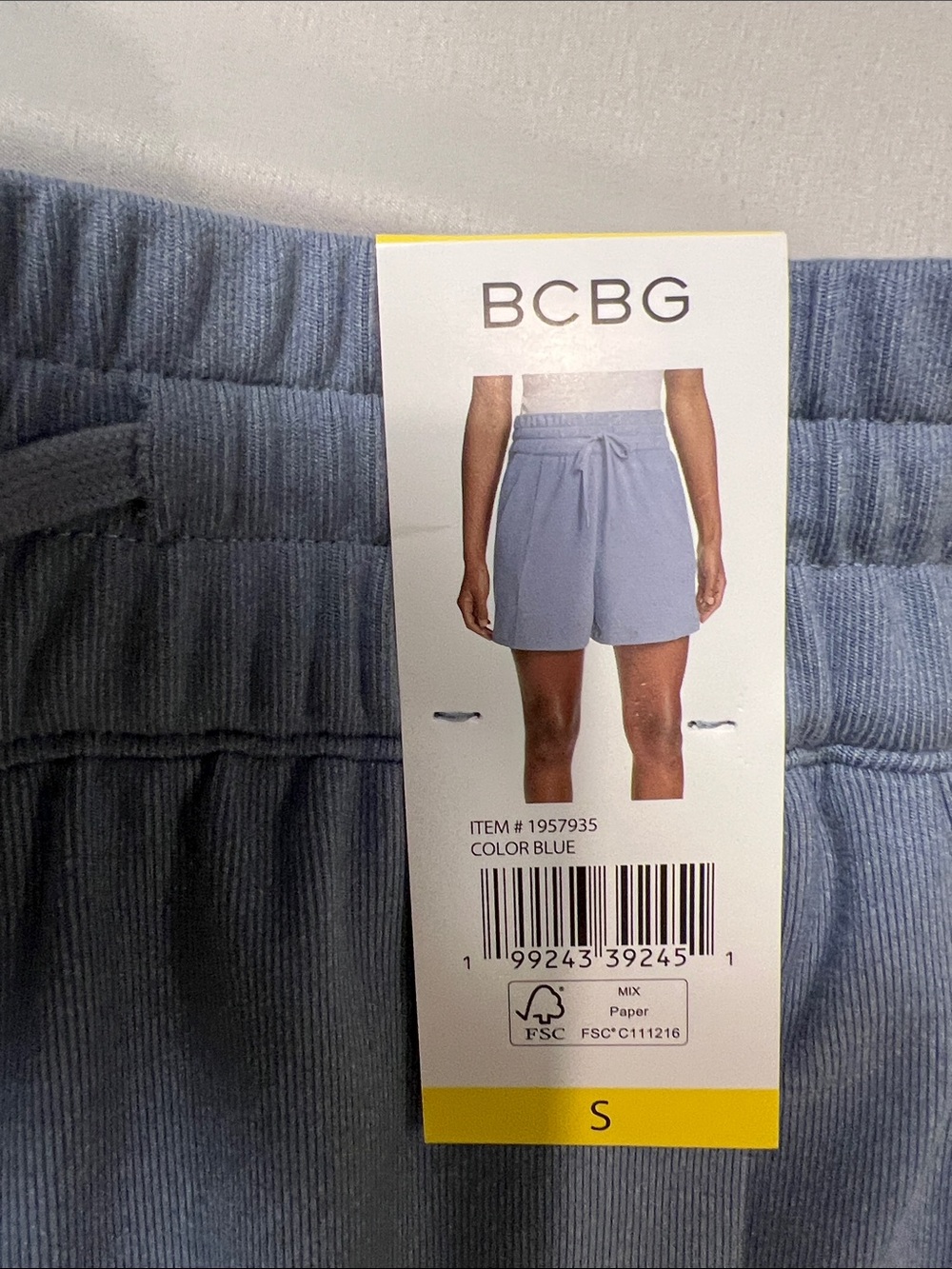 BCBG Slate Blue Elastic-Waist Drawstring Athletic Shorts Size S - Picture 3 of 9